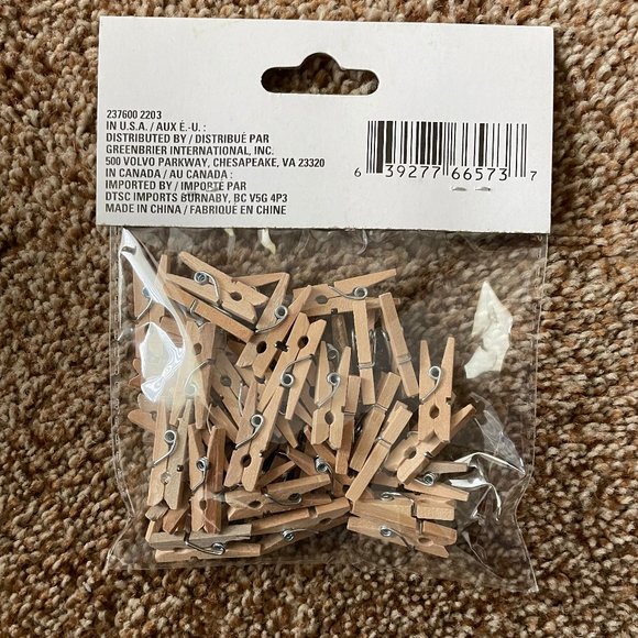 45 Pcs Natural Mini clothespins - Picture 2 of 2